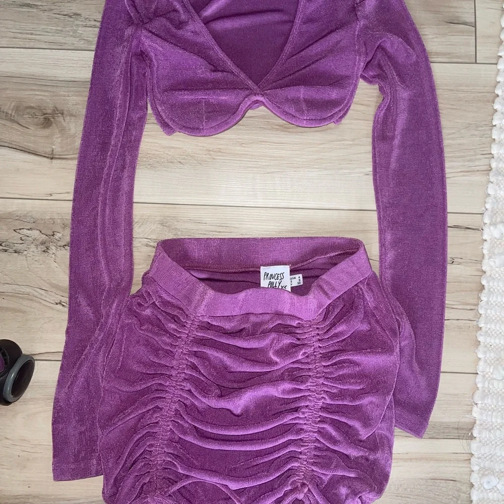 Princess Polly ‘Dawson Long Sleeve crop top & skirt set - Picture 3 of 7